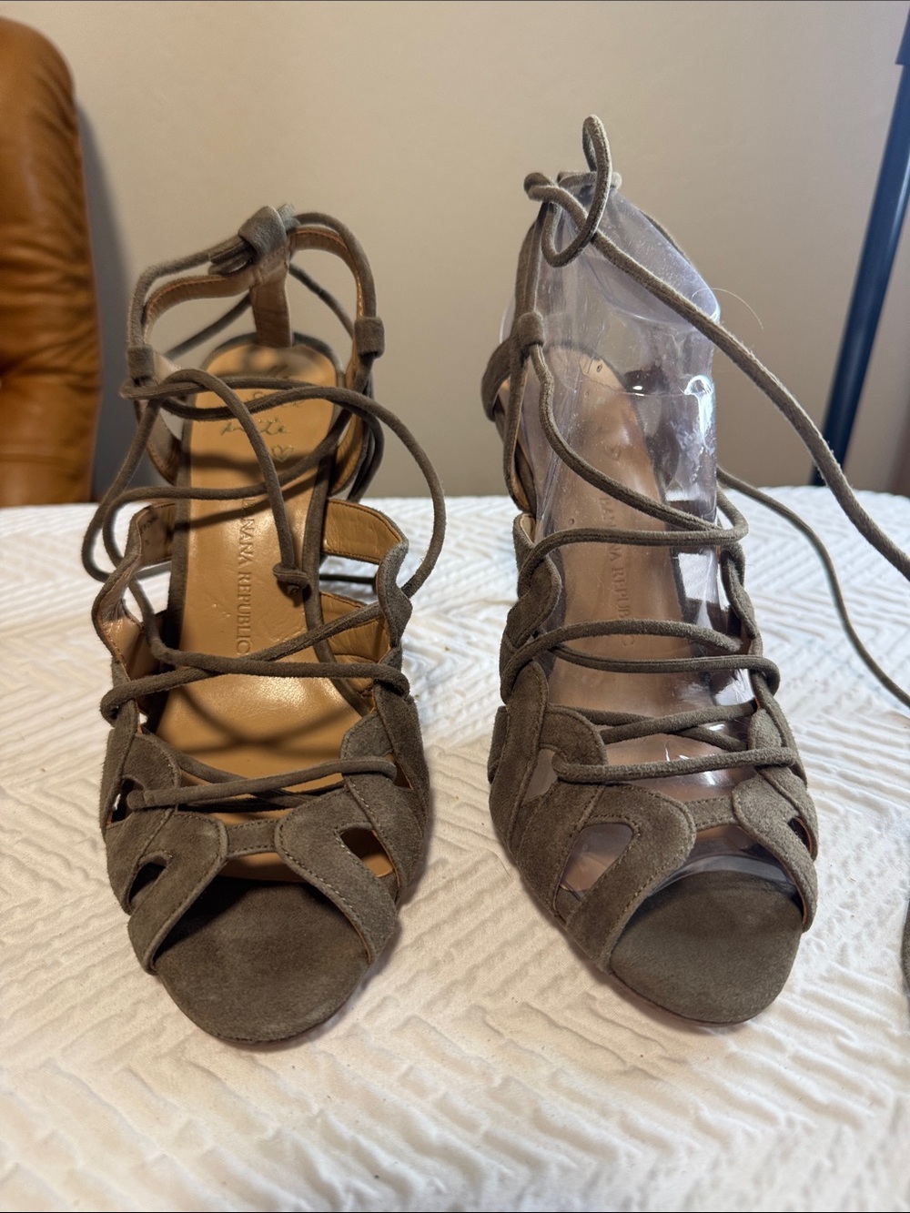 Banana Republic Olive Green Suede Lace-Up Heels